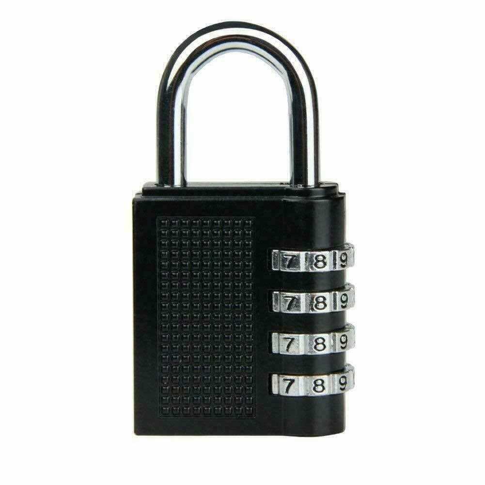 Black Combination Lock 4 Digit Padlock For Locker Gym Bag Travel Suitcase Shed Doors