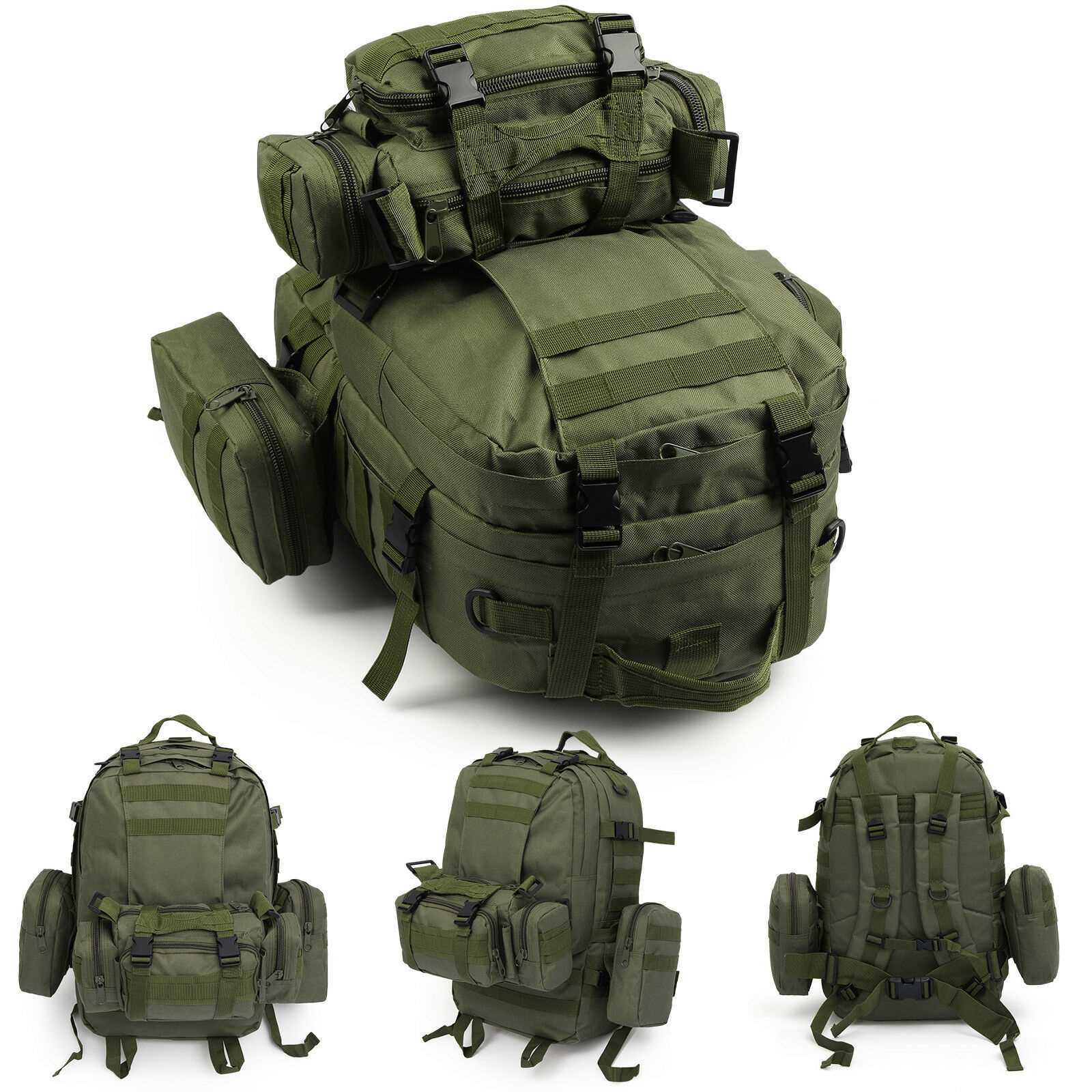 50L Green Modern Military Tactical Army Rucksacks Molle Backpack Camping Hiking Bag