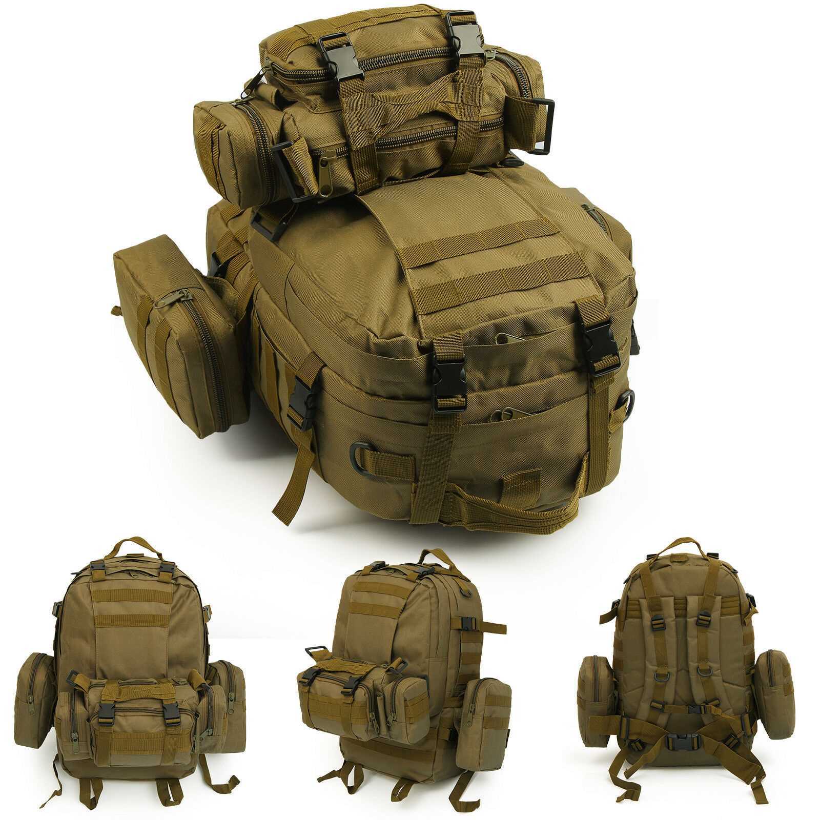 50L Khaki Modern Military Tactical Army Rucksacks Molle Backpack Camping Hiking Bag
