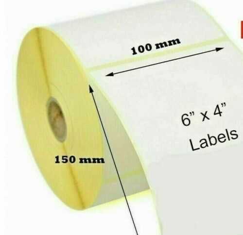 500 Labels Tube Core 25mm ROYAL MAIL LABELS COMPATIBLE 4X6" 100x150MM DIRECT THERMAL for ZEBRA PRINTERS
