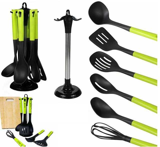7pcs Nylon Kitchen Utensil Set Non Stick Cooking Utensil Set with Stand Tool Camping Food