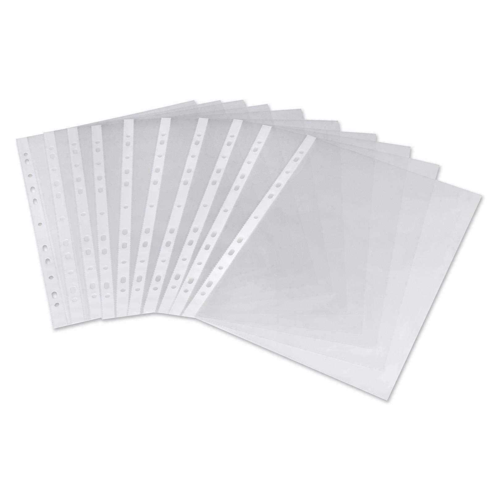 50 X A4 Plastic Punch Punched Pockets 20 Micron Folders Filing Wallets Sleeves