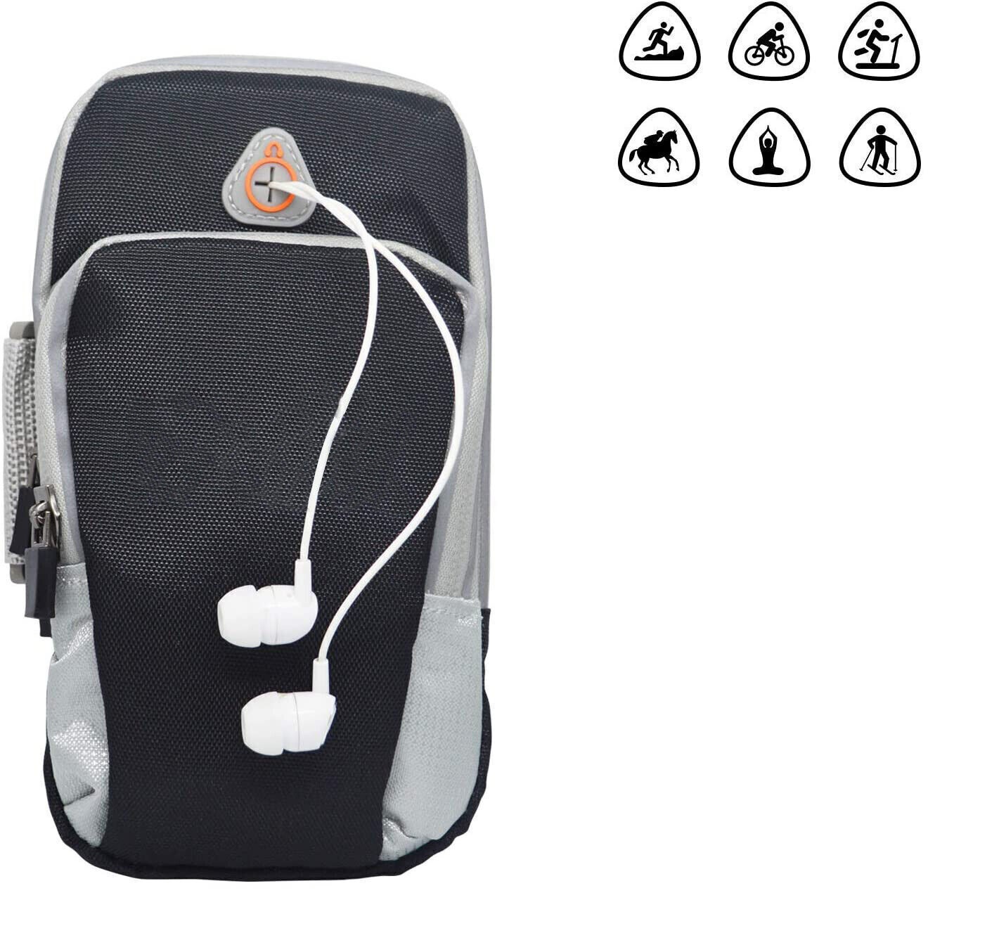 Black Mobile Arm Phone Holder Bag Fitness Running Sports Gym Band Gym Exercise All Phones