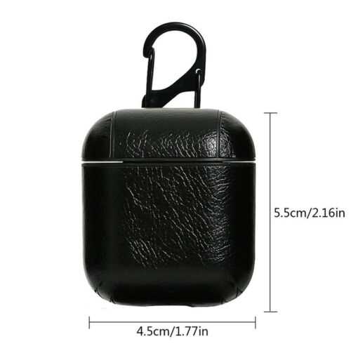 Black Protective PU Leather Apple Airpod Case Cover Anti Lost Skin Case for Airpods