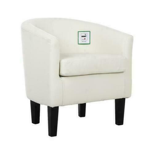 White Adult Tub Chair Faux Leather PU Tub Chair Armchair Dining Room Modern Office Furniture Sofa