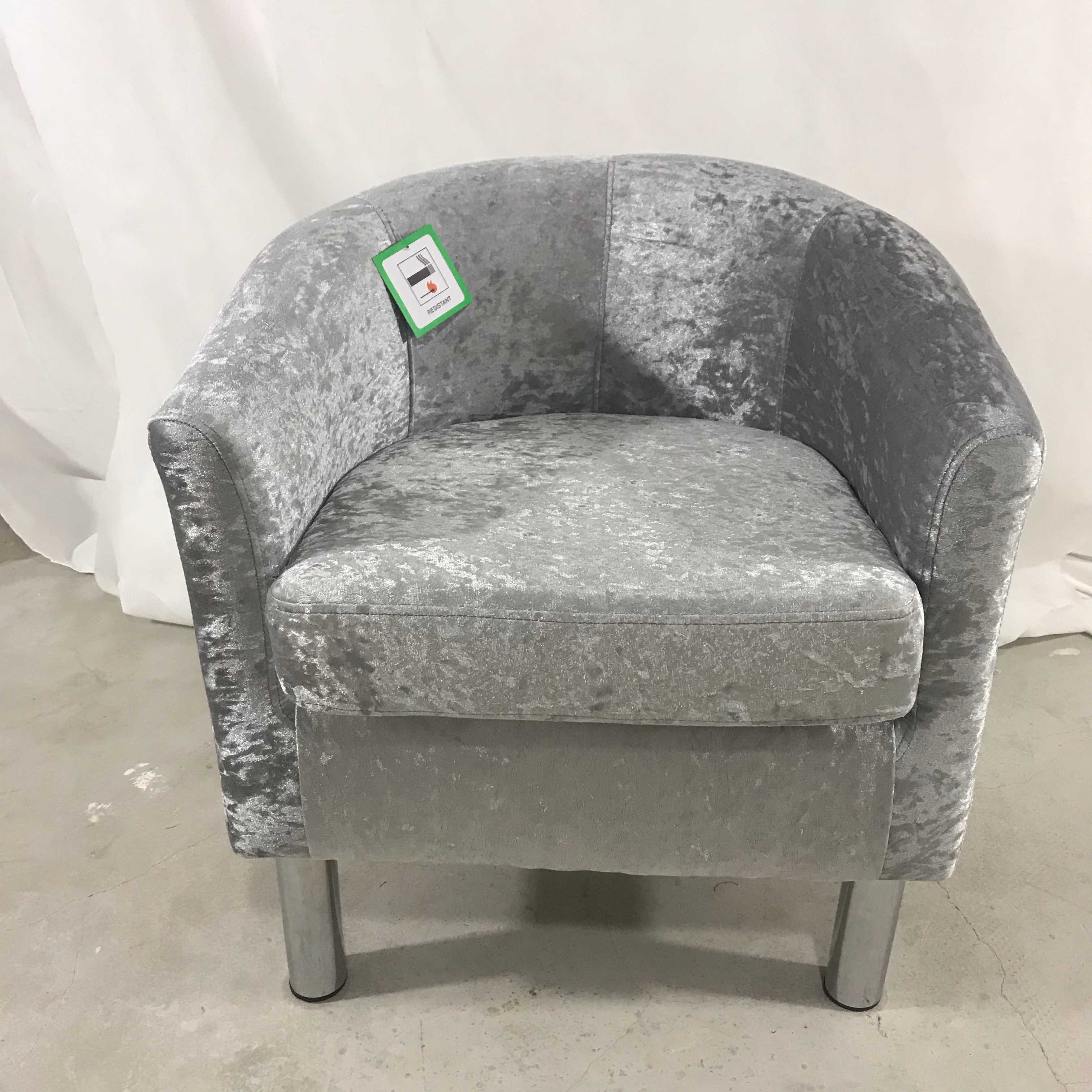 Grey Velvet Tub Chair Lounge Armchair Occasional Accent Chair Sofa