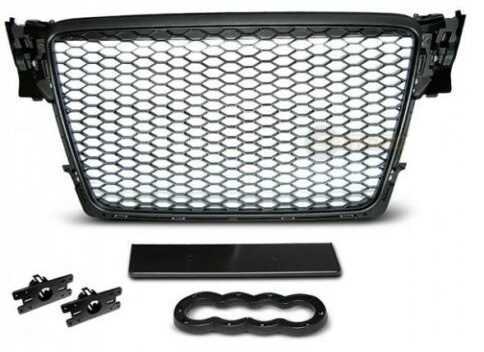Black Honeycomb Mesh Badgeless Debadged Front Grill Grille For Audi A4 B8 08-12