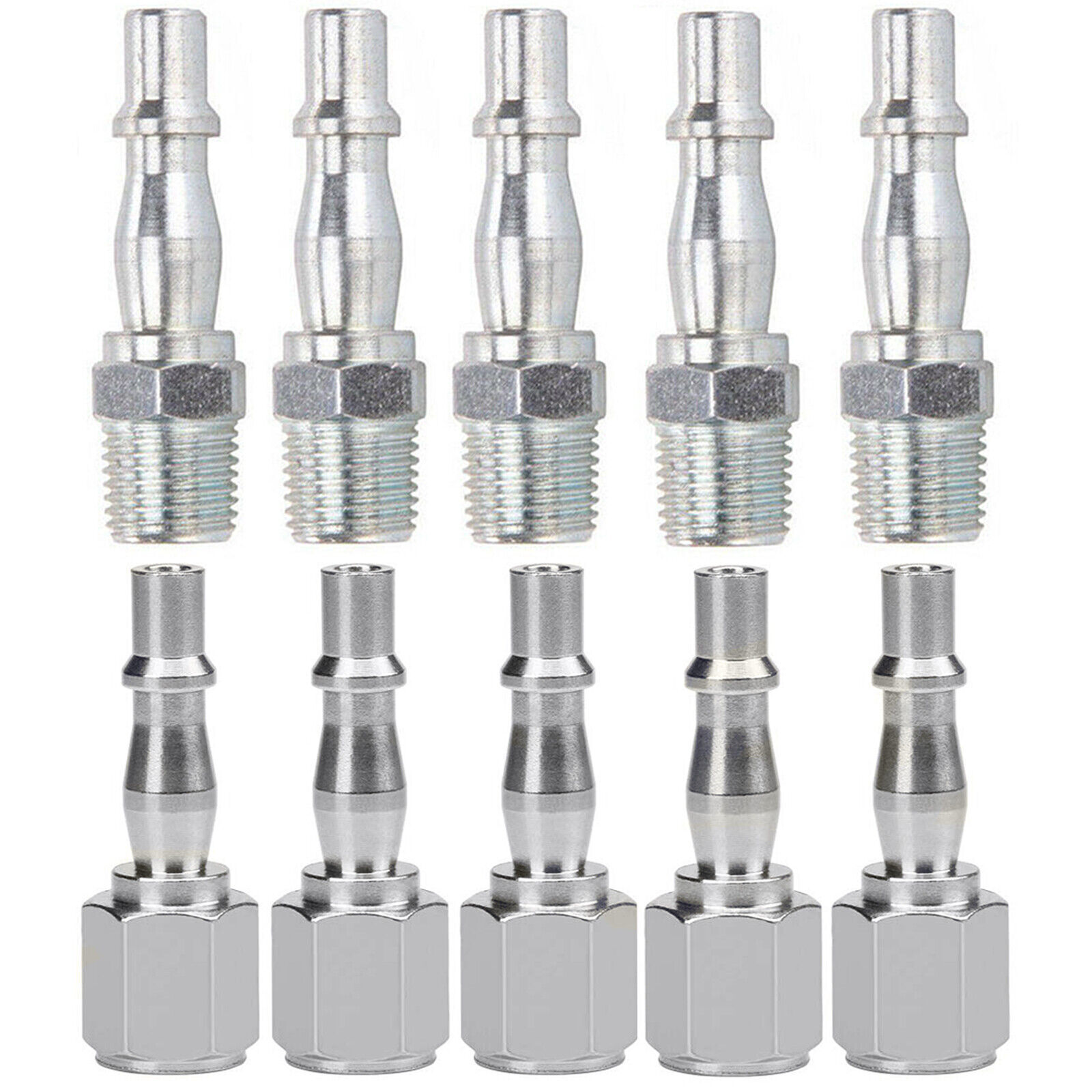 Pack of 10 Silver BSP 1/4 Quick Release Male Female Air Line Hose Compressor Fitting Connector