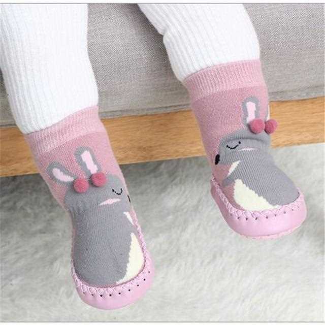 Pink 6-12 Months 13cm Infant Baby Girl Boy Toddler Anti-slip Warm Slippers Socks Cotton Crib Shoes
