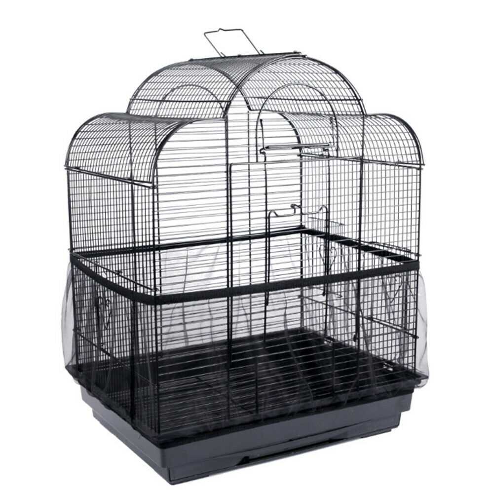 Small Black Nylon Bird Cage Cover Mesh Net Pet Bird Cage Cover Seed Catcher Shell Skirt Decoration Guard