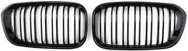 Pair Gloss Black Front Kidney Grille Grill For Bmw F20 F21 1 Series 2015-2017 Uk