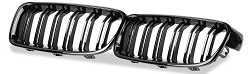 Gloss Black Kidney Grill Grille Twin Bar For Bmw 3 Series F30 F31 2014+ Uk