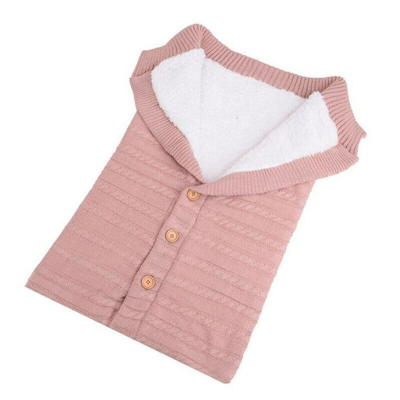 Pink New Born Baby Sleeping Bag Swaddle Infant Warm Knitted Blanket Stroller Wrap