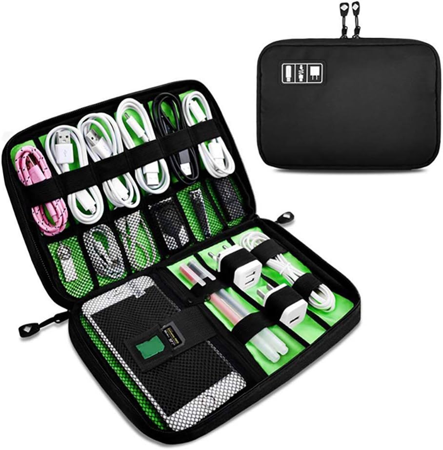Black Accessories Bag Travel Electronics Organiser Case for Power Bank Charging Cable