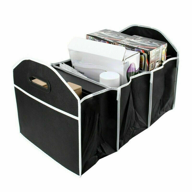Black 2 in 1 Collapsible Car Boot Organiser Foldable Shopping Tidy Storage