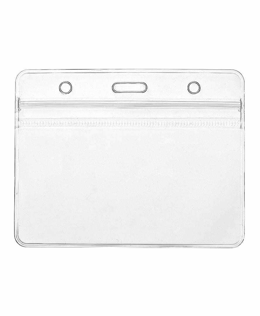 Pack of 10 Clear ID Card Badge Wallet Holder Double Sided Horizontal Landscape ID Badge Wallet Pocket Card Holder Pouch