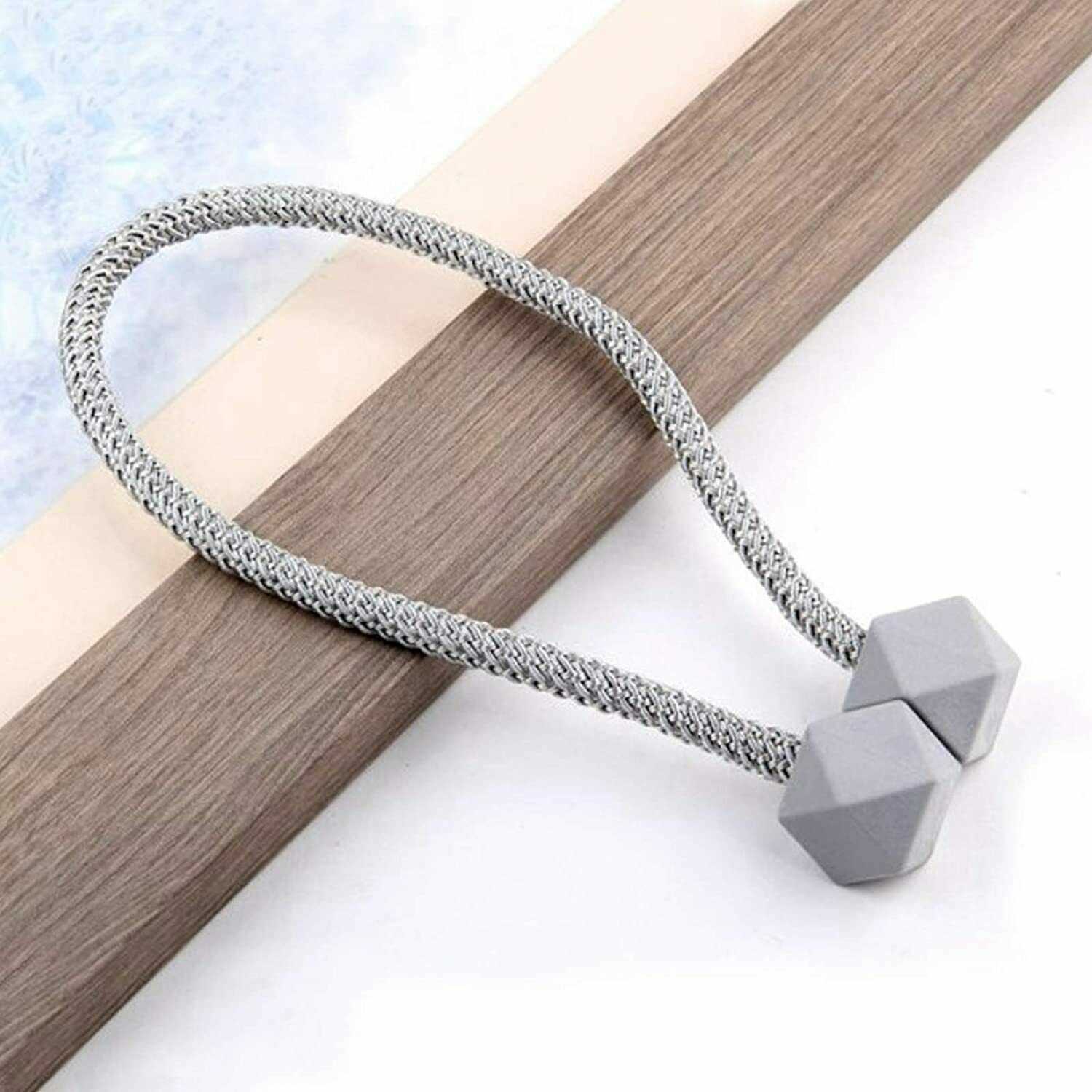 2x Grey Strong Magnetic Curtain Tie Backs Buckle Clips Holdbacks Curtain Tie Rope