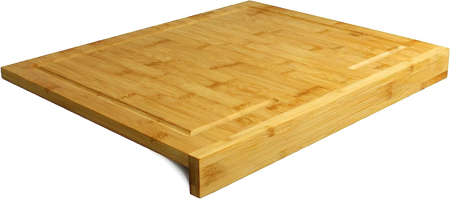 Bamboo Counter Edge Chopping Board Kitchen Secure Wooden Serving Tray Kitchen Cutting Boards for Meat Bread Food Prep Vegetables Crackers Cheese