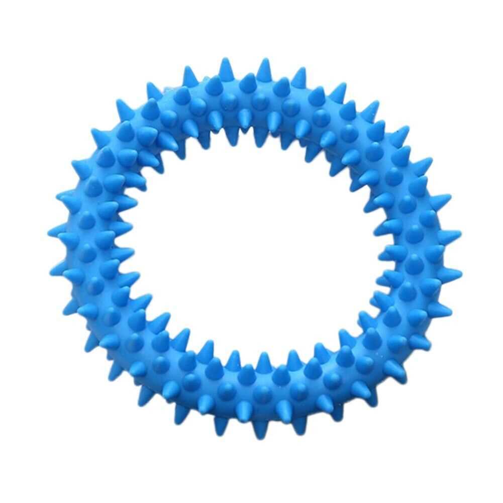 Blue Dog Puppy Dental Soft Rubber Teething Play Toy Pet Train Chew Ring Healthy Gum