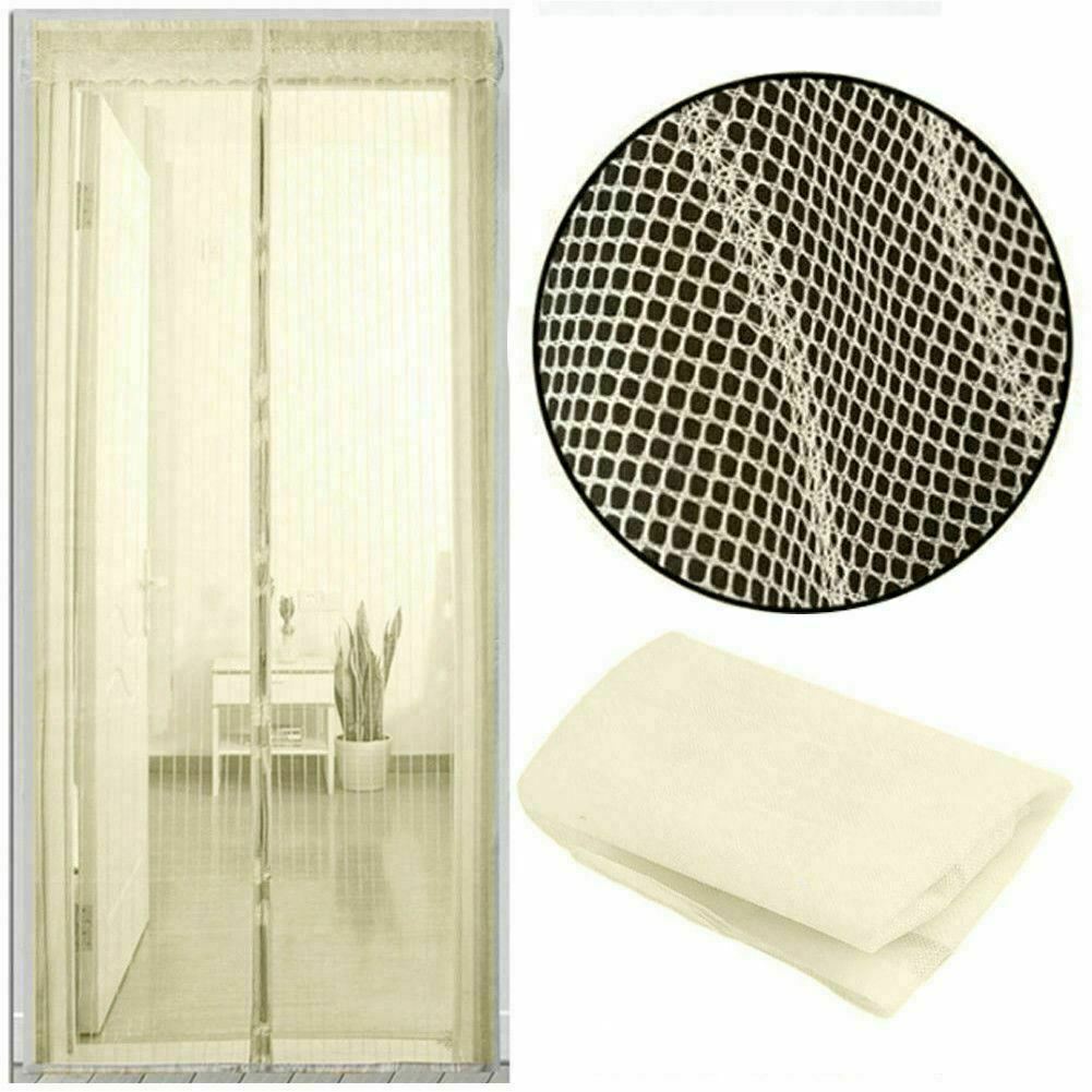 Cream Magic Curtain Door Mesh Mosquito Fly Bug Insect Net Screen Magnetic Pins Fastening