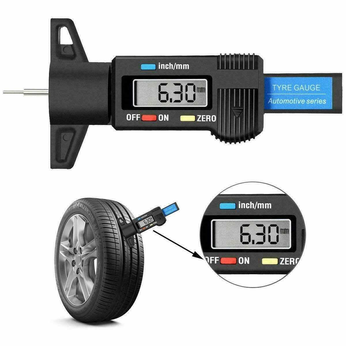 Black Digital Tyre Tread Depth Measuring Gauge Tool – Car Van Truck Scooter Motorbike