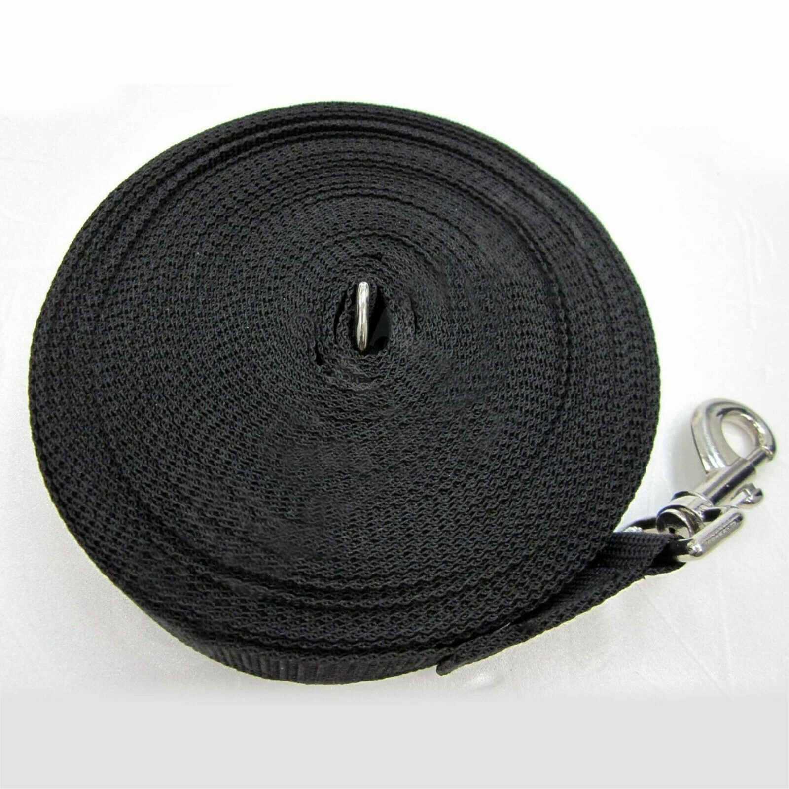 Black Dog Pet Puppy Training Lead Leash 50ft 15m Long Obedience Recall 1 Inch Wide