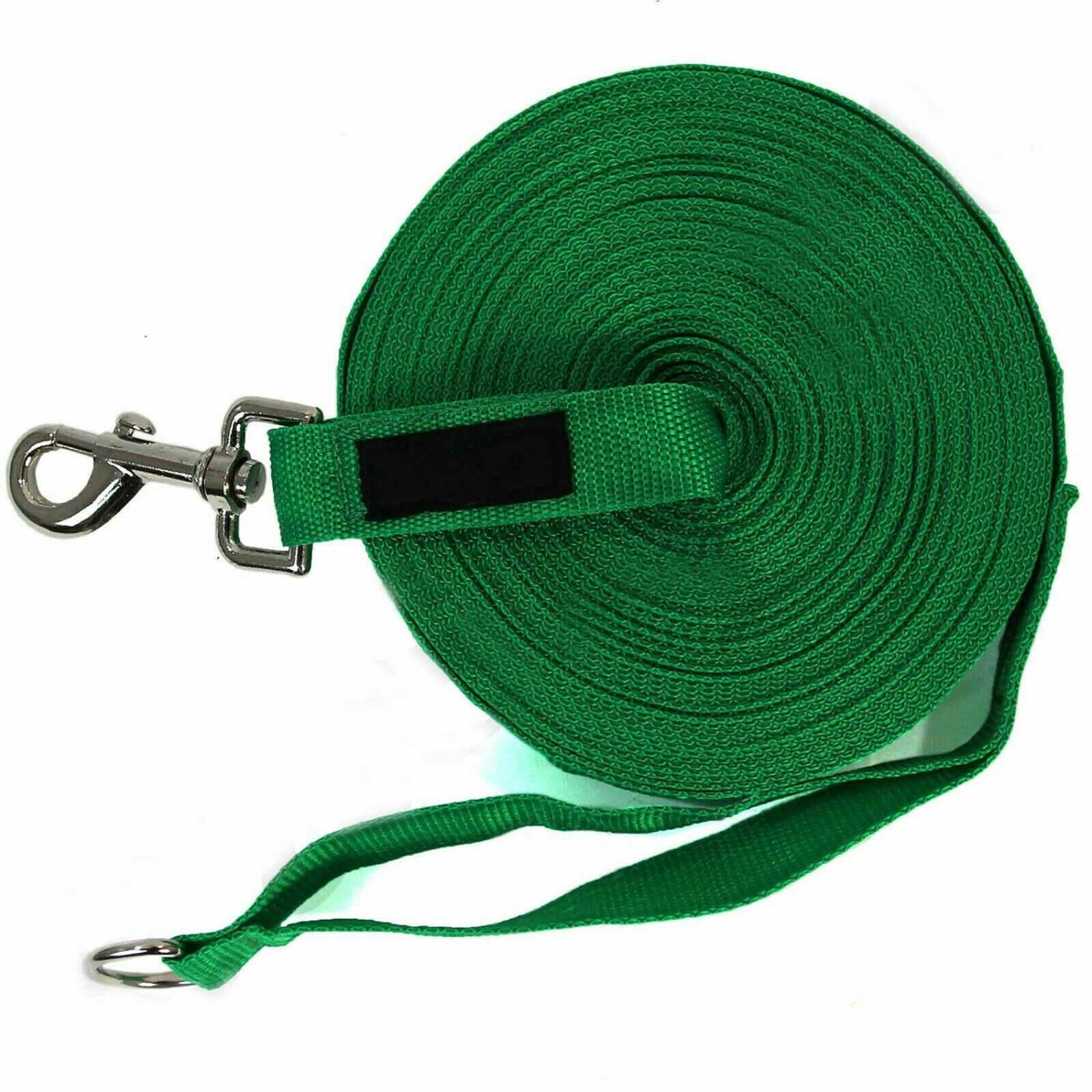 Green Dog Pet Puppy Training Lead Leash 50ft 15m Long Obedience Recall 1 Inch Wide