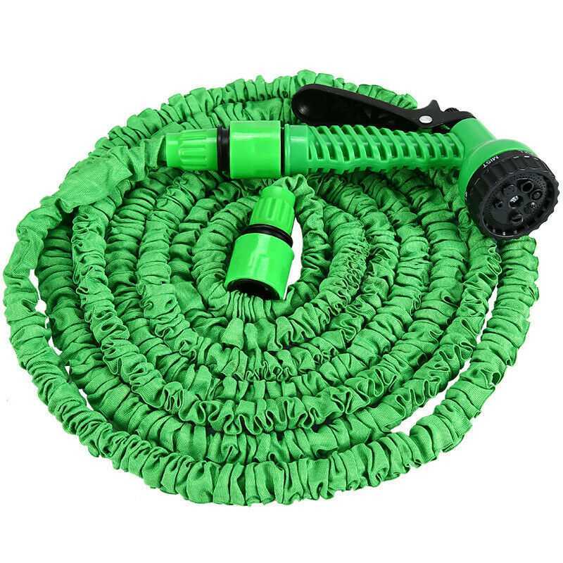Green 50Ft Expanding Garden Water Hose Pipe Spray Gun Flexible Grow Stretch Pipes