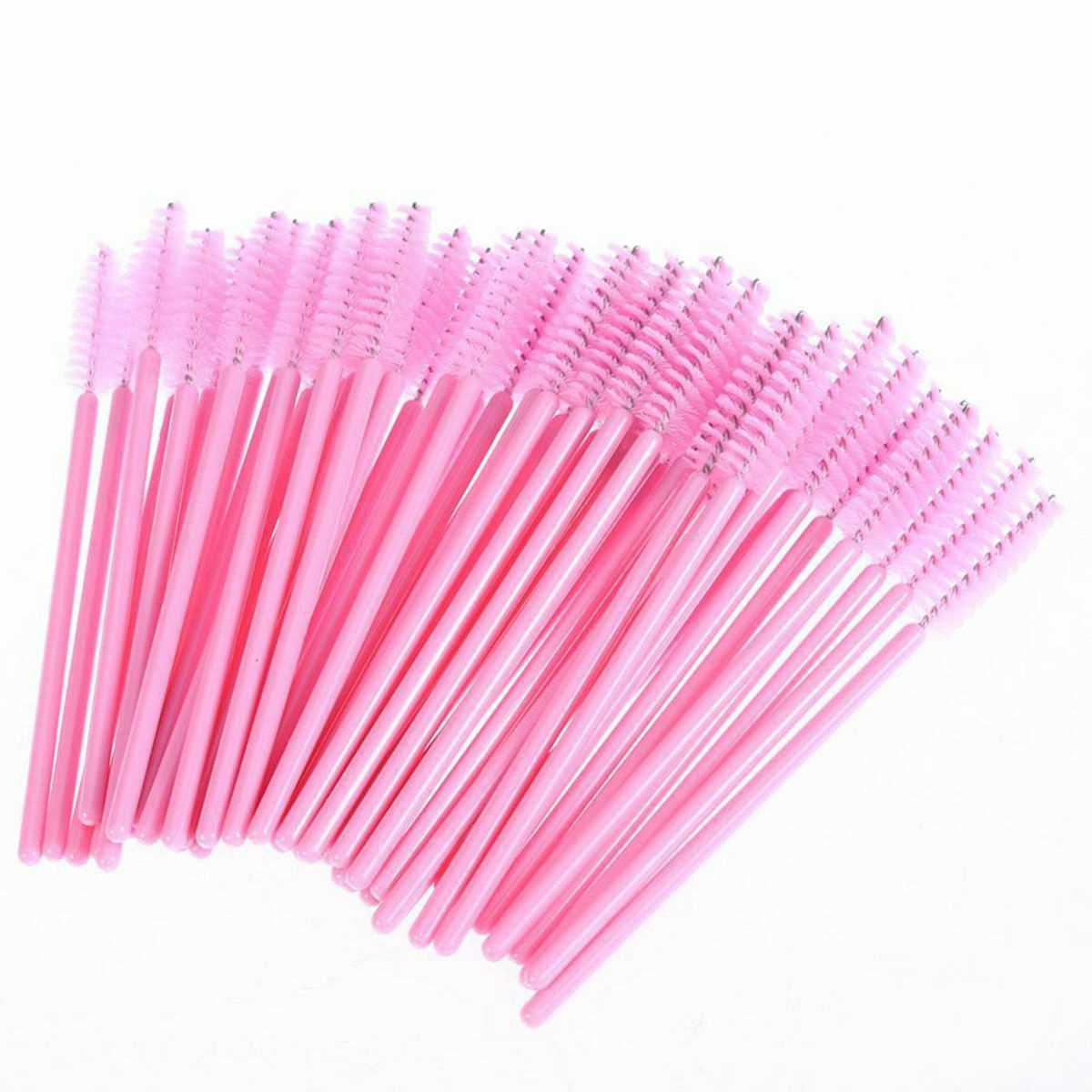 100PCS Pink Disposable Mascara Wands Eyelash Brushes Brow Lash Extension Spoolie Applicator