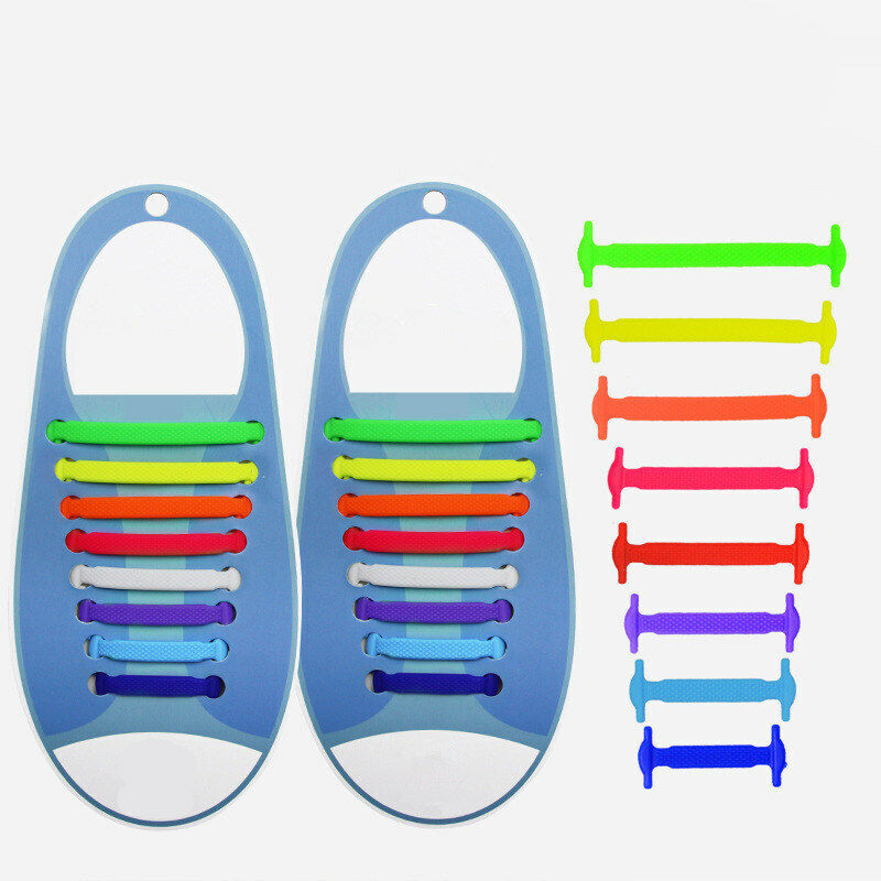 Multi Colour Kids Adults Elastic No Tie Shoelaces Silicone Easy Shoe Laces Trainers Shoes