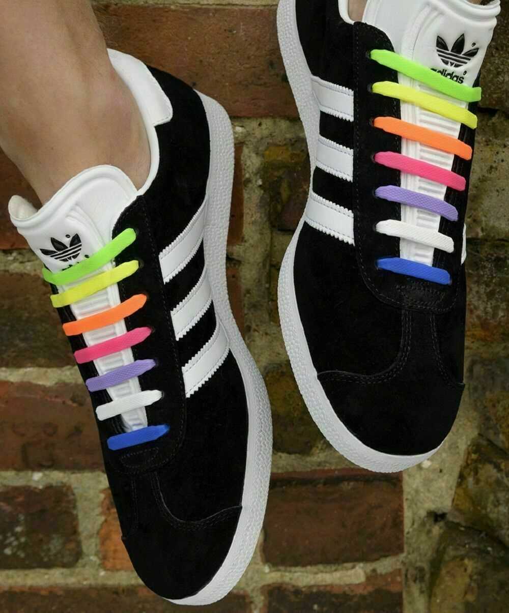 Multi Colour Silicone No Tie Elastic Shoe Laces Rubber Shoelaces Trainers Shoes Kids Adult