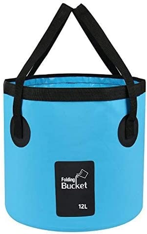12L Litre Blue Bucket Fishing Camping Hiking Portable Folding Bucket Collapsible Water Storage Container Bag