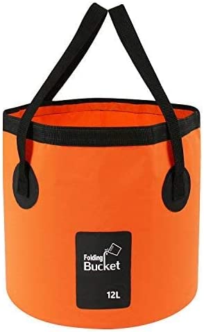 12L Litre Orange Bucket Fishing Camping Hiking Portable Folding Bucket Collapsible Water Storage Container Bag