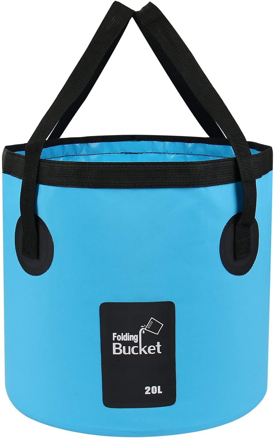 20L Litre Blue Bucket Fishing Camping Hiking Portable Folding Bucket Collapsible Water Storage Container Bag