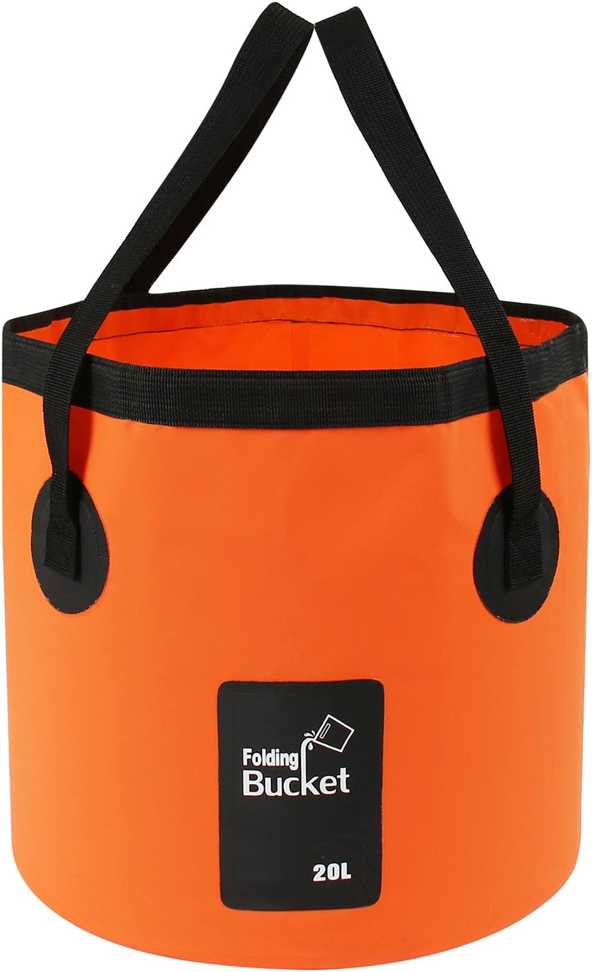20L Litre Orange Bucket Fishing Camping Hiking Portable Folding Bucket Collapsible Water Storage Container Bag