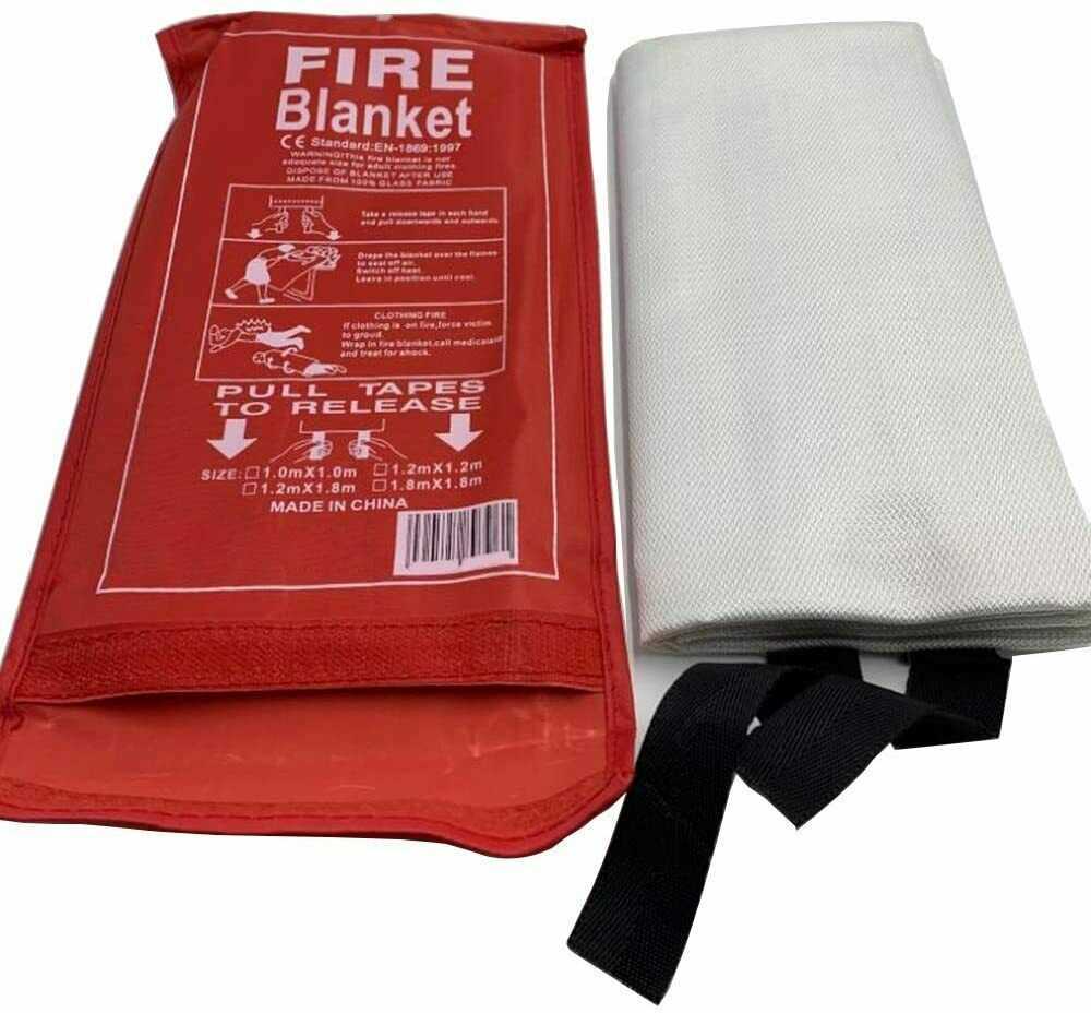 1x1m Quick Release Home Office Kitchen Safety Shelter Large Fire Blanket In Case
