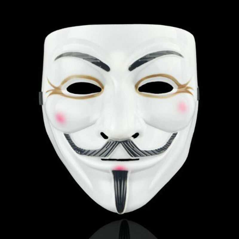 White With Eye Liner Fancy Face Mask Hacker V Anonymous for Vendetta Guy Fawkes Xmas Party Dress