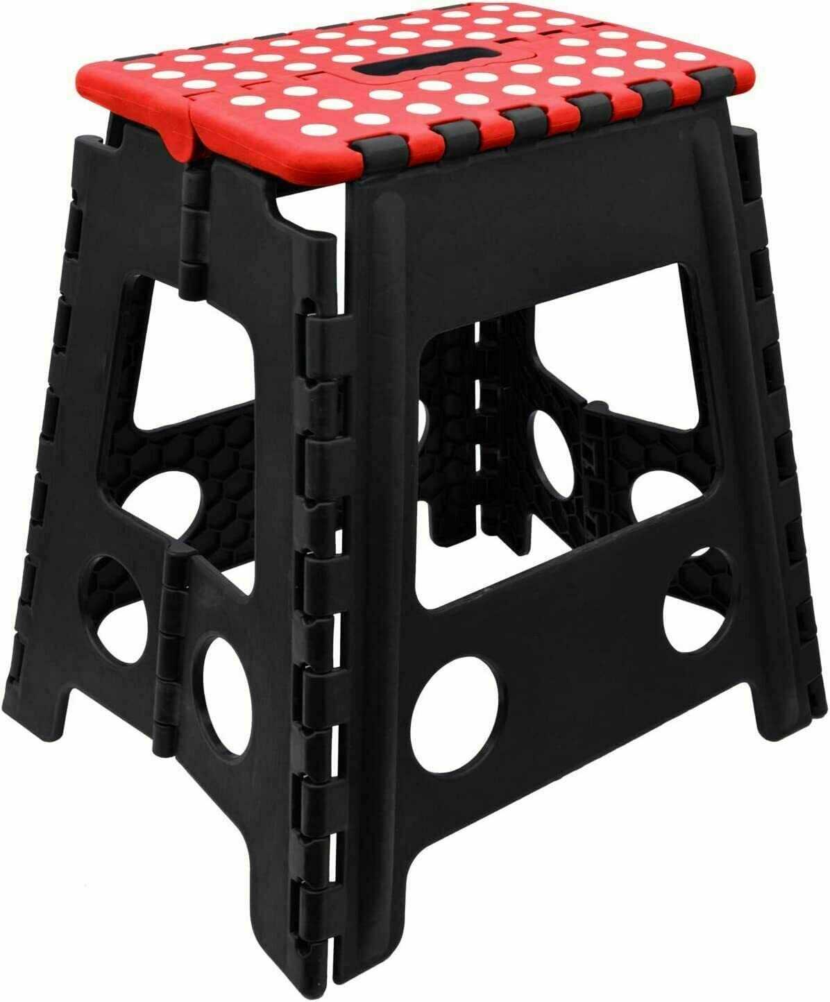 Large Black Red Folding Step Stool Multi Purpose Home Kitchen Foldable Fold Up Step Stool
