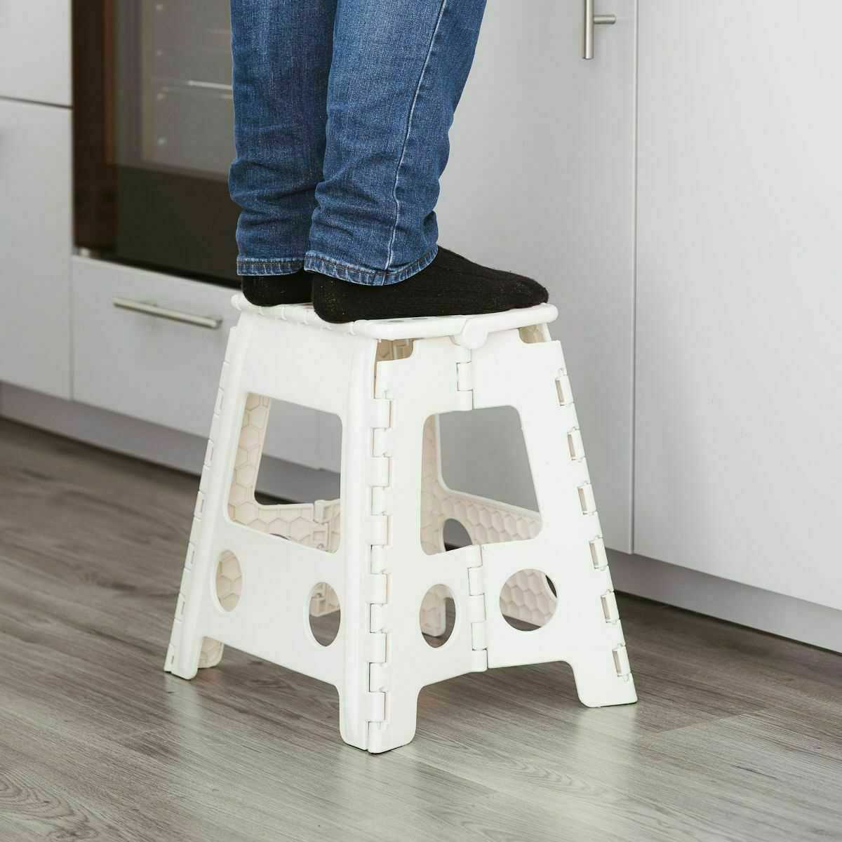 Small White Folding Step Stool Multi Purpose Home Kitchen Foldable Fold Up Step Stool