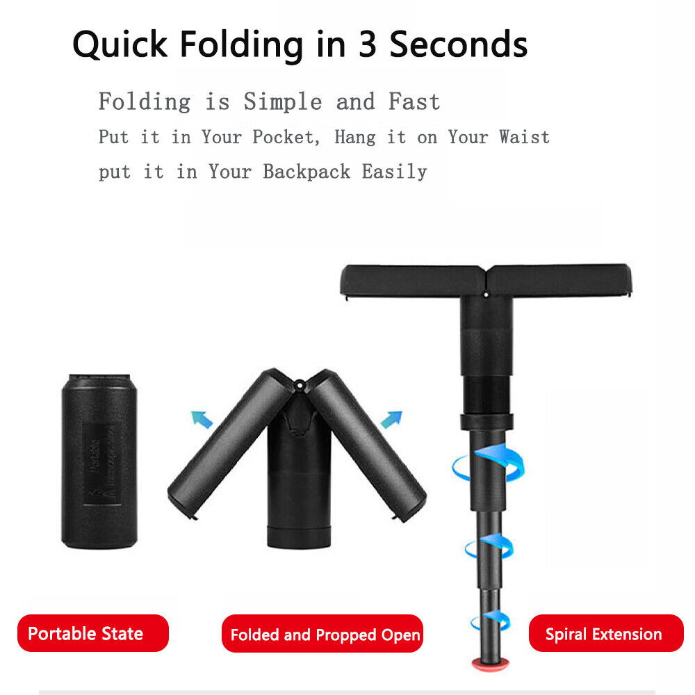 Black Folding Stool Walking Stick Canes Seat Portable Teliscopic Stool Camping Chair
