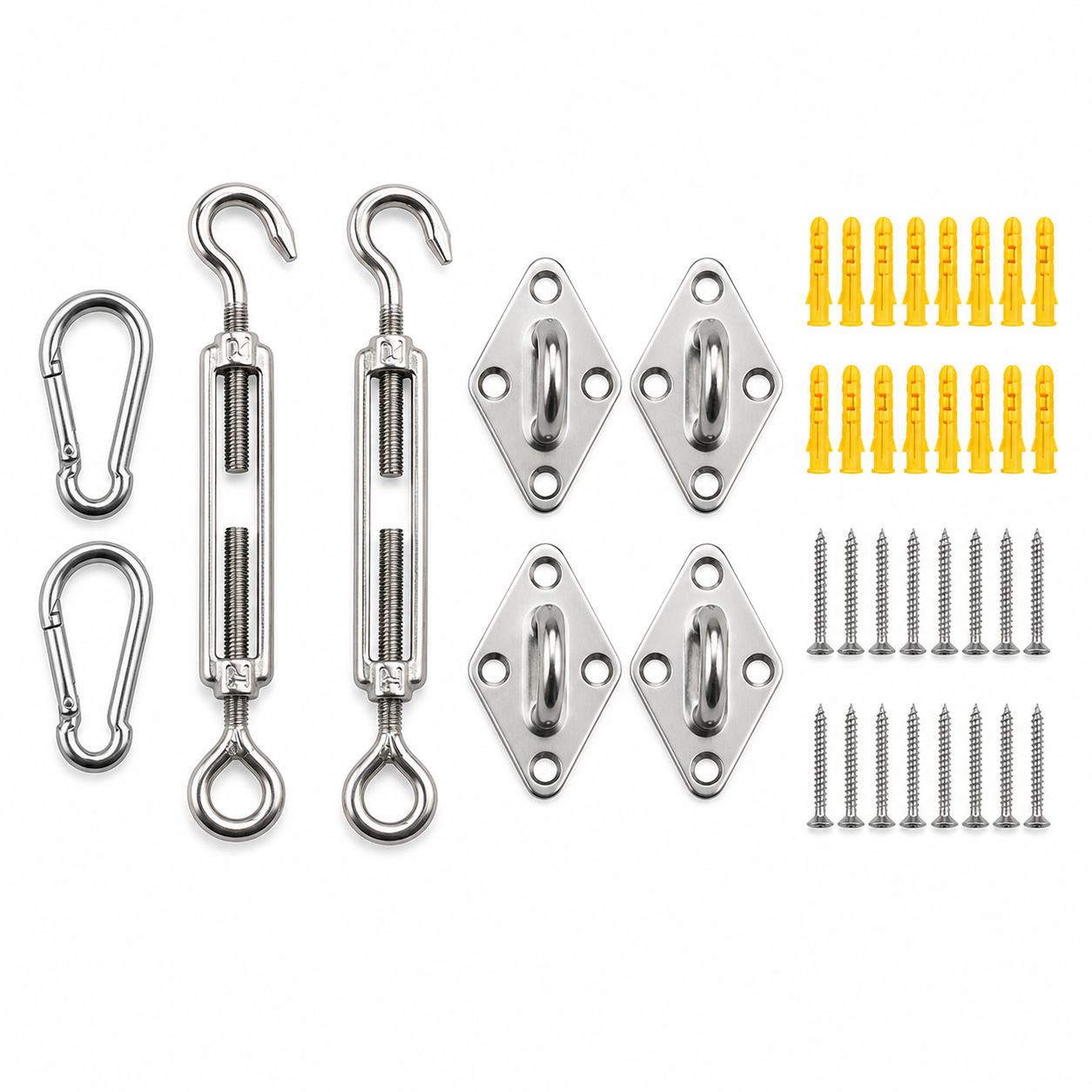 Woodside 8 Piece Galvanised Steel Sun Sail Shade Fixing Accessory Kit