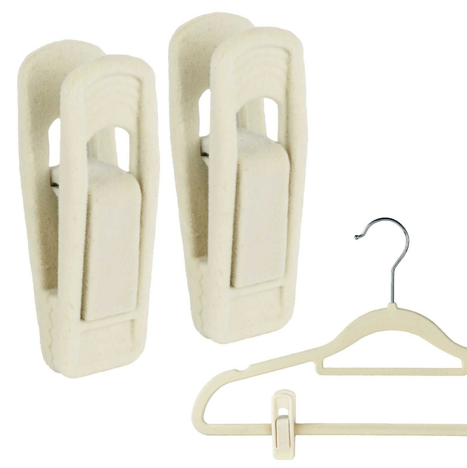Pack of 10 Beige Non-slip Clips for Velvet Coat Hangers Trousers Skirts