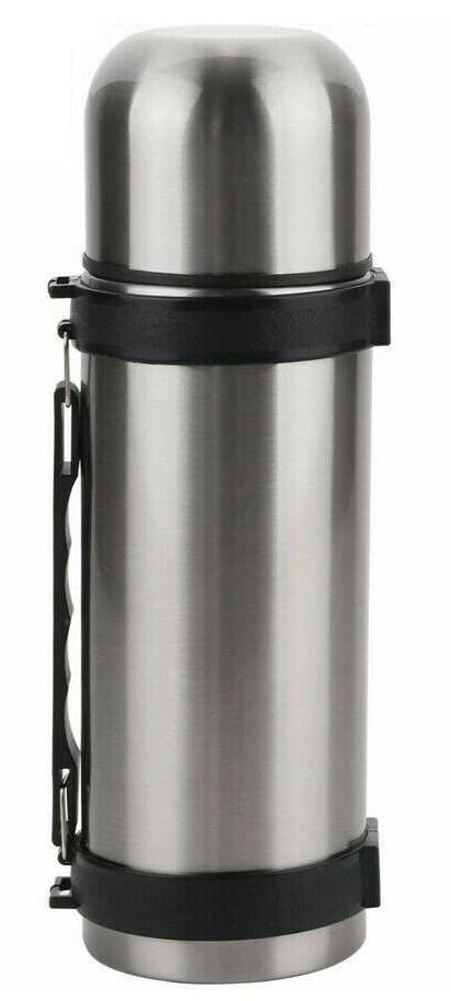 Silver 1.5L Thermos Flask Stainless Steel Unbreakable Vacuum Handle Drinks Coffee Tea