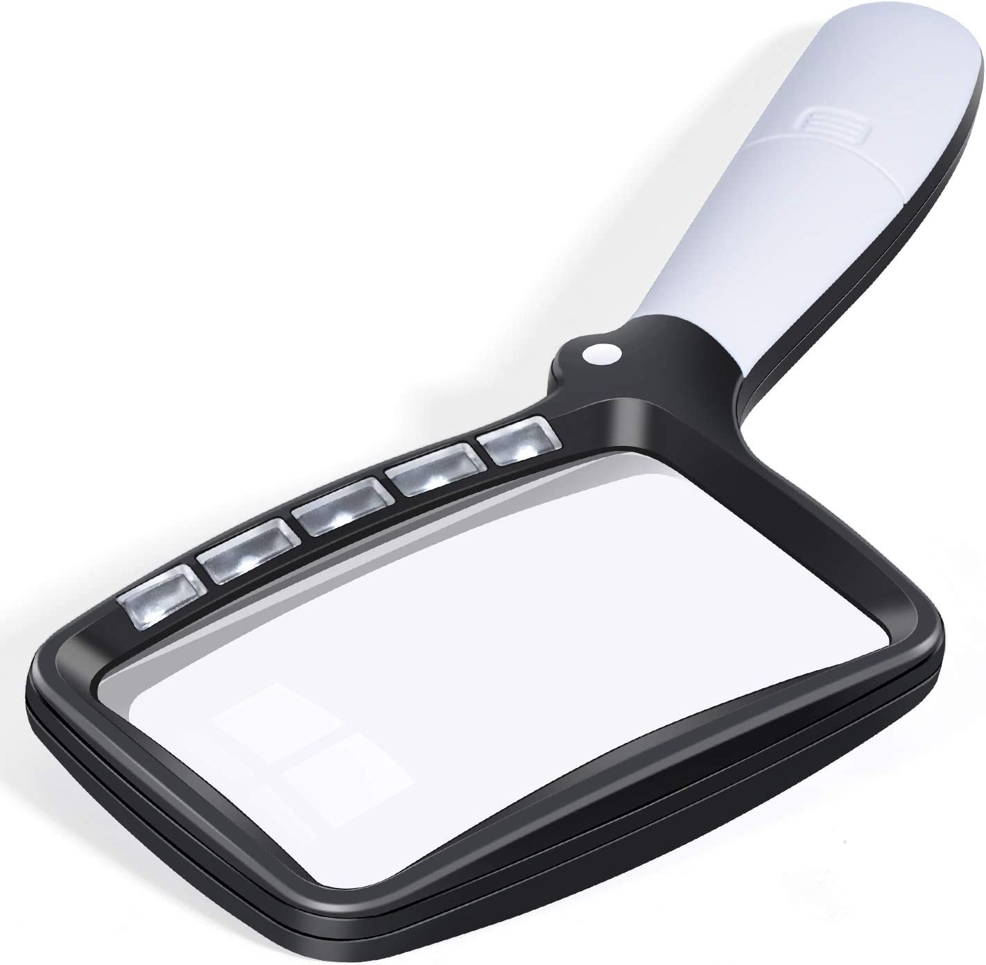 5 LED Large Foldable Handheld Rectangular Magnifying Glass with Light Magnifier 2 Dimming Modes