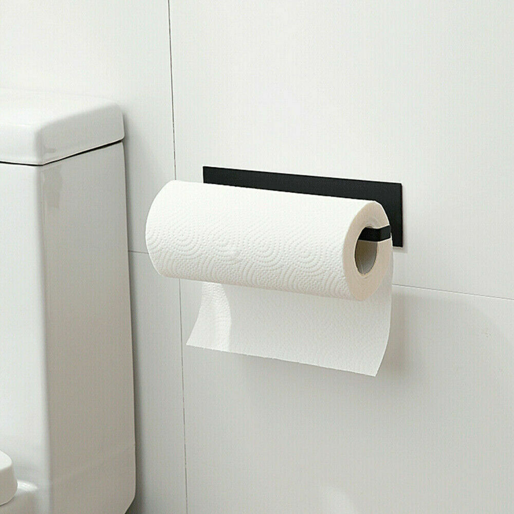Black Self Adhesive Toilet Roll Holder Kitchen Under Cabinet Roll Paper Holder Toilet Towel Towel Rack