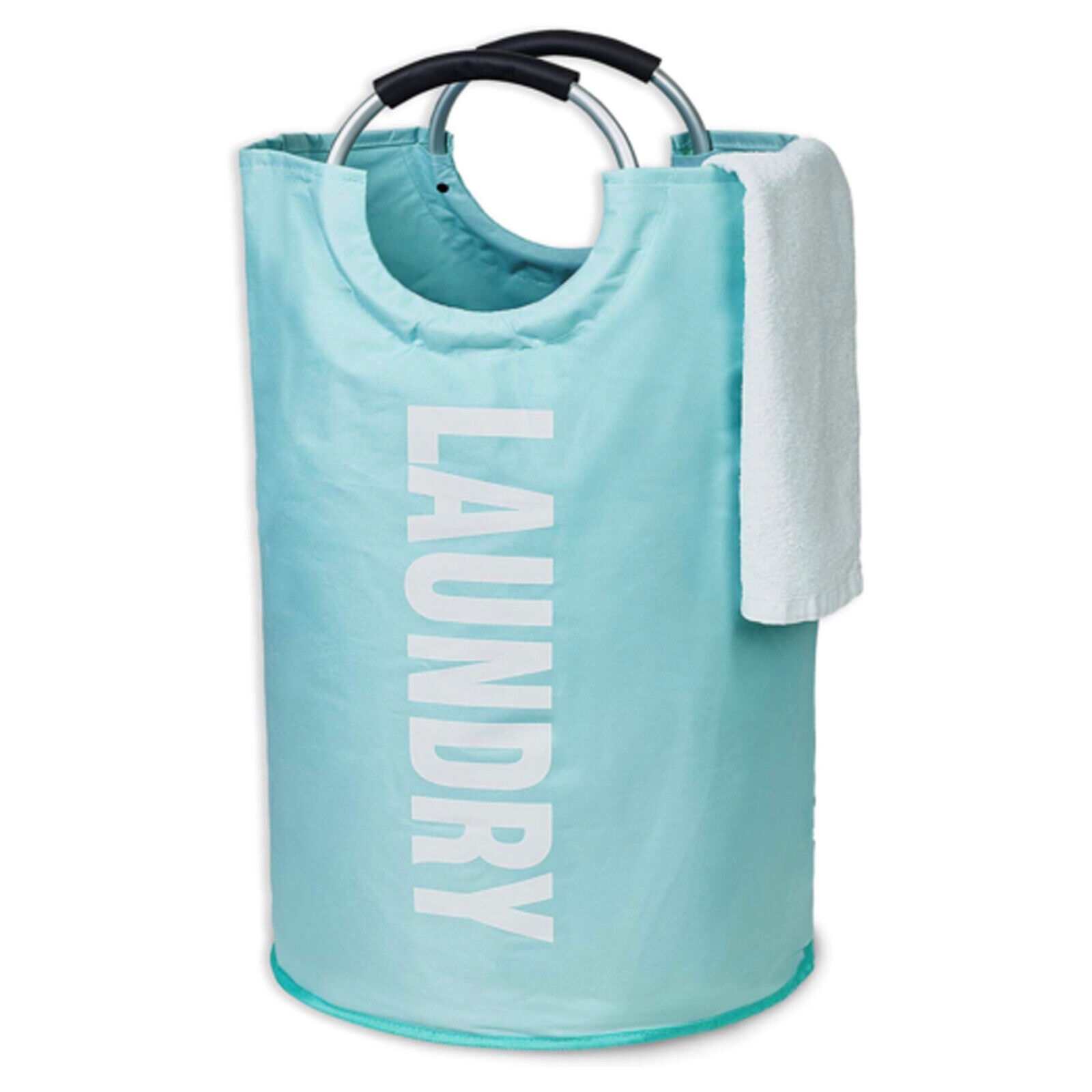 Light Blue Foldable Laundry Basket Clothes Bag Collapsible Laundry Hamper Washing Bin