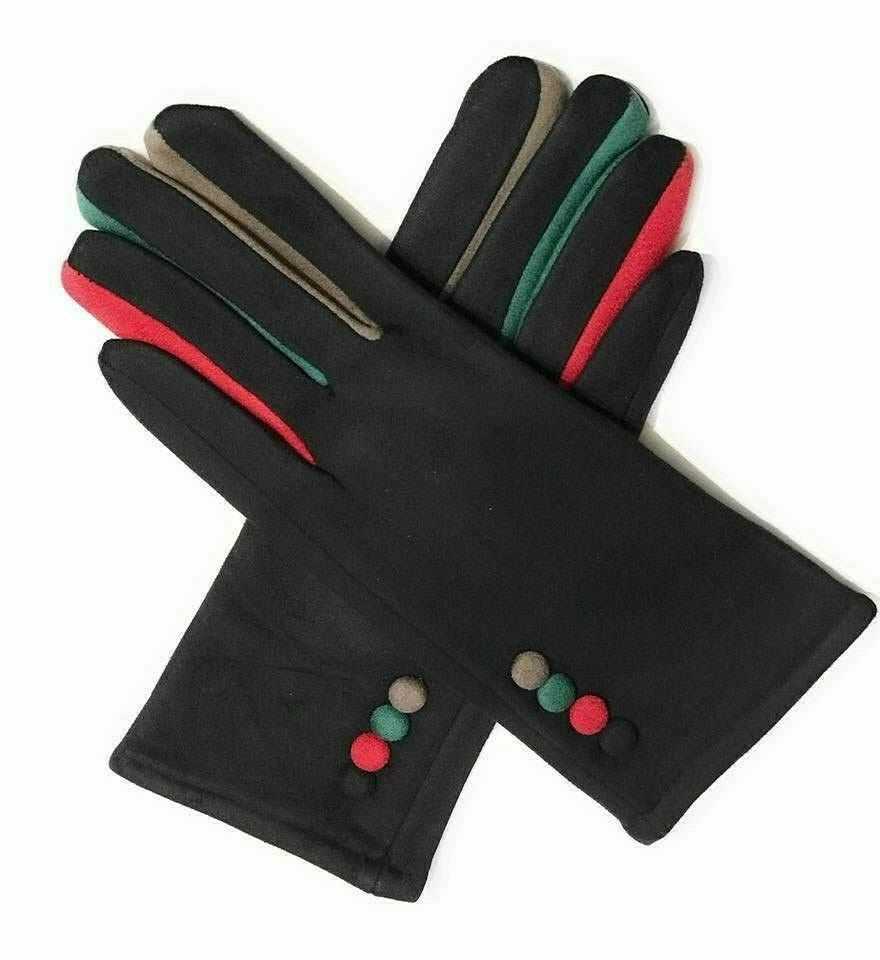 Black Ladies Gloves Multi Colours Touch Screen Fleece Gloves Winter Warm Soft Lined
