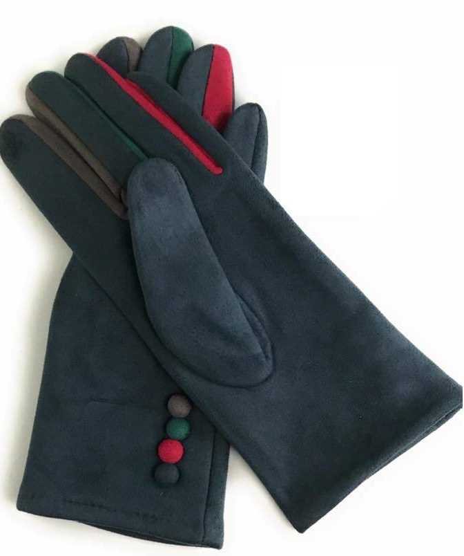 Grey Ladies Gloves Multi Colours Touch Screen Fleece Gloves Winter Warm Soft Lined