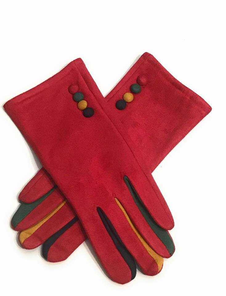 Red Ladies Gloves Multi Colours Touch Screen Fleece Gloves Winter Warm Soft Lined