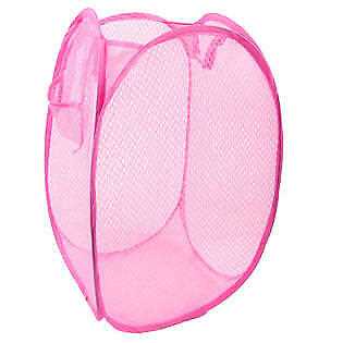 Pink Laundry Bag Bin Pop up Mesh Foldable Washing Laundry Basket Bag Hamper Storage